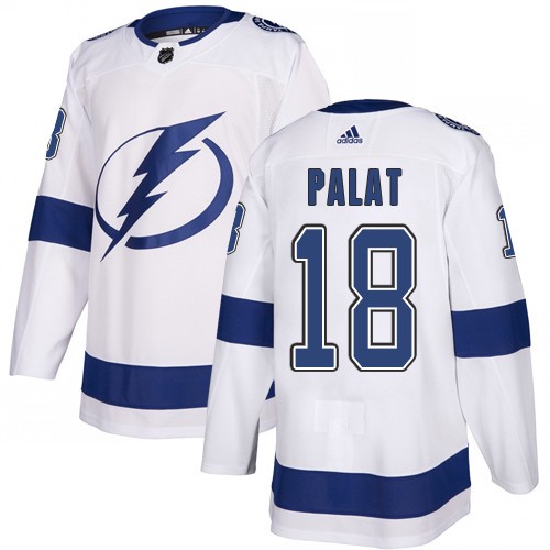 Adidas Tampa Bay Lightning Men #18 Ondrej Palat White Road Authentic Stitched NHL Jersey->tampa bay lightning->NHL Jersey